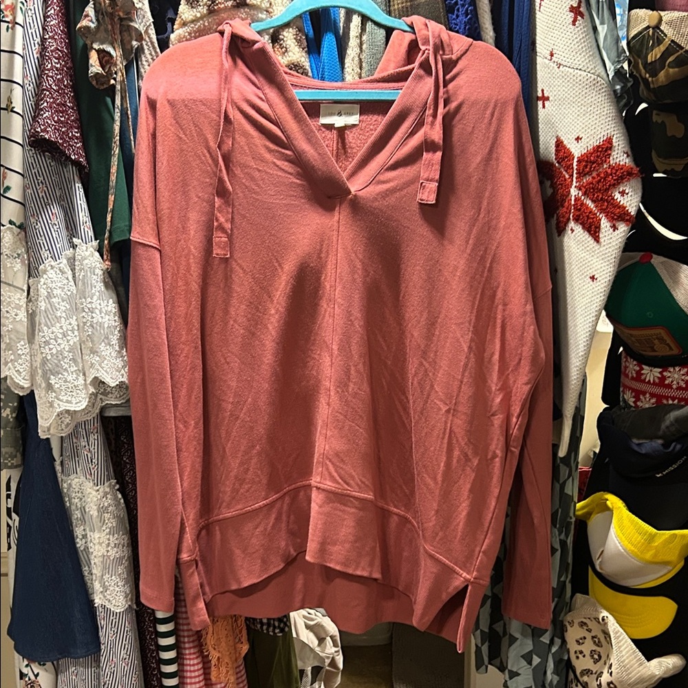 Lou & Grey Dusty Rose v neck Hoodie